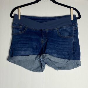 Maternity Denim Shorts – Crossover Panel – Size M
